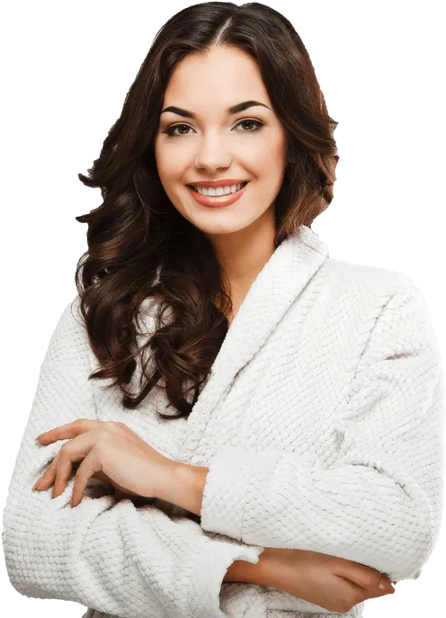Woman wearing a spa robe